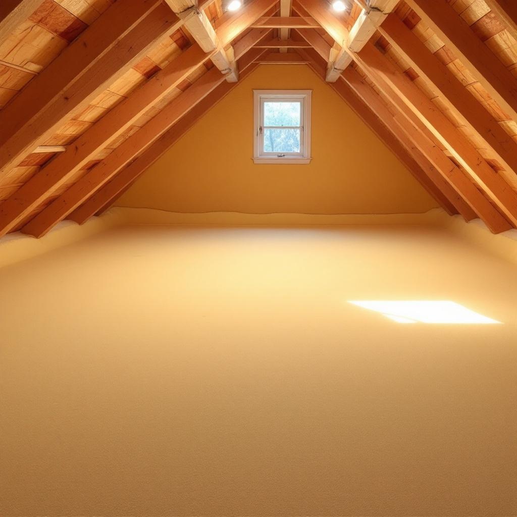 Finished closed-cell foam at full thickness on a Cincinnati attic roof deck